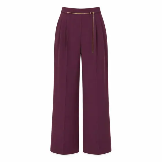 calça feminina wideleg alto qualidade com bolso e cinto dourado
