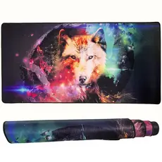 Mouse Pad Gamer Extra Grande Lobo 70x35 Antiderrapante Tecido Resistente Speed Teclado e Notebook