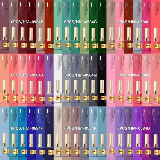 kit c/6 esmaltes em gel 15g colorido brilhante zem nail art