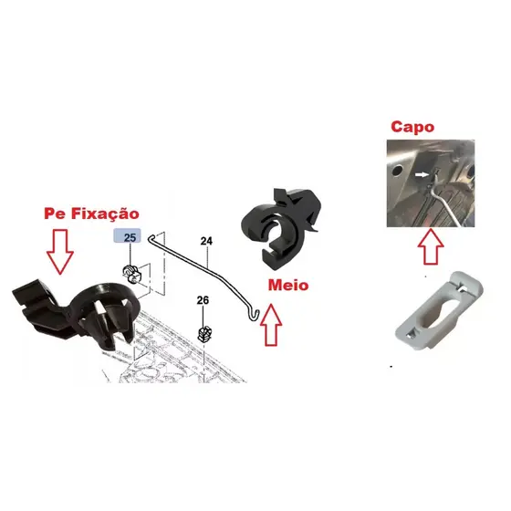 Kit Suporte Presilha Vareta Haste Capo Corsa Celta Prisma Vectra Agile