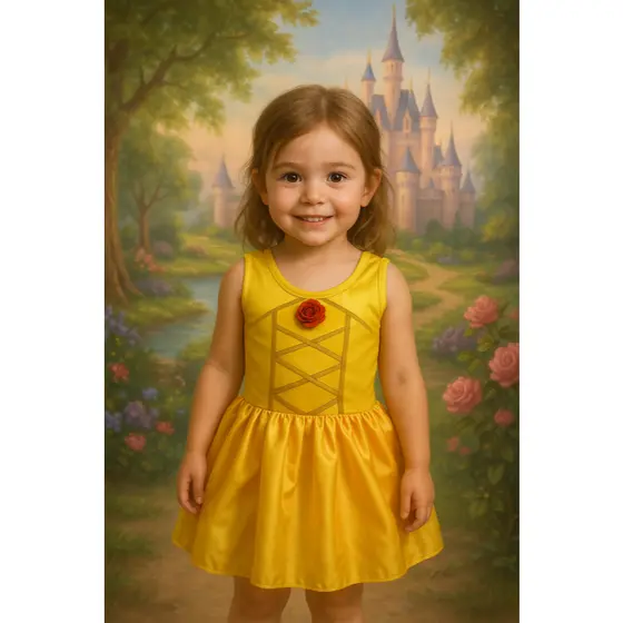 FANTASIA PRINCESA BELA INFANTIL ADULTO CARNAVAL BLOCO 2024