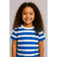 T-Shirt Infantil Feminina Listrada Azul – Ideal para Passeio e Dia a Dia