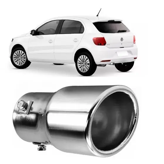 Ponteira de Escapamento Esportiva Tuning Automotiva Carro Universal Cromado