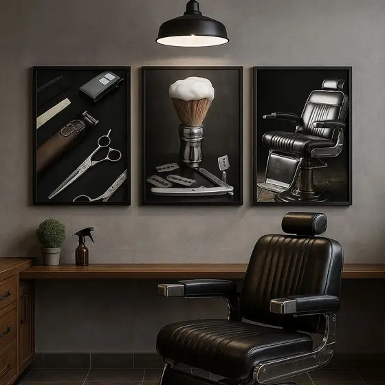 Quadro Decorativo Para Barbearia Barber Shop Kit 3 Peças MDF