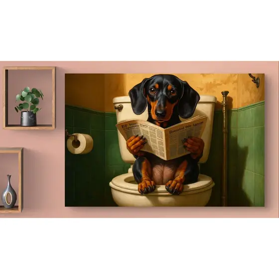 Quadro Decorativo Cachorro Dachshund Basset Salsichinha Engraçado Em MDF 110x80 Arte Pop Art Moderna