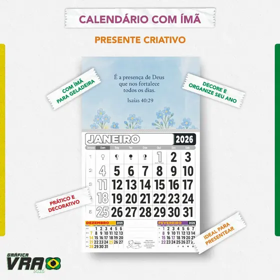 Calendário de Geladeira - Imã Geladeira com Lindas Imagens e Modelos para Escolher