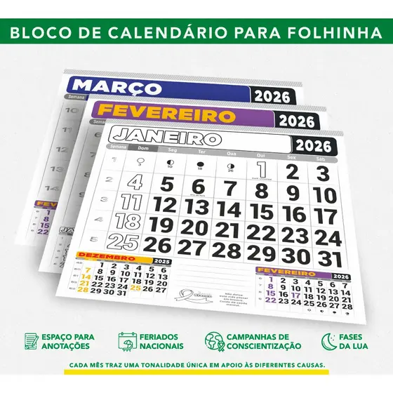 10 Blocos de Calendário 2027 - 21x22cm