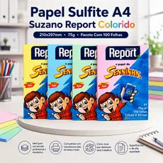 Papel Sulfite A4 Suzano Report Colorido 210x297mm 75g Pacote Com 100 Folhas