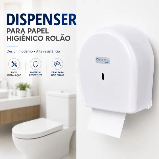 Dispenser Papel higiênico para Rolo pequeno de 30 a Rolão de 500 metros EXACCTA PLUS