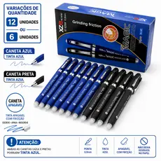 Caneta Mágica Apagável Ponta 0,8mm Caixa 6/12 unidades Azul E Preta Esferográfica
