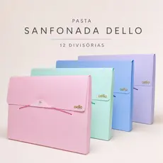 Pasta Sanfonada Com 12 Divisórias A4 Serena Tom Pastel Dello