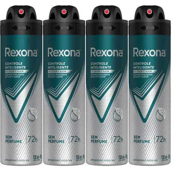 Kit Desodorante Aerosol Rexona Men Sem Perfume 150ml - 4 Unidades