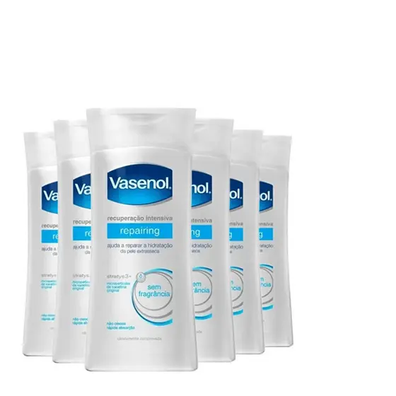 Kit Creme Hidratante Corporal Vasenol Recuperação Repairing 200ml - 6 unidades