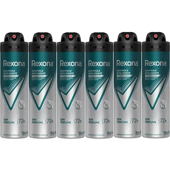 Kit Desodorante Aerosol Rexona Men Sem Perfume 150ml - 6 Unidades
