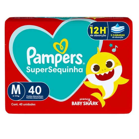 Fralda Descartável Pampers Supersequinha Mega M 40 Unidades