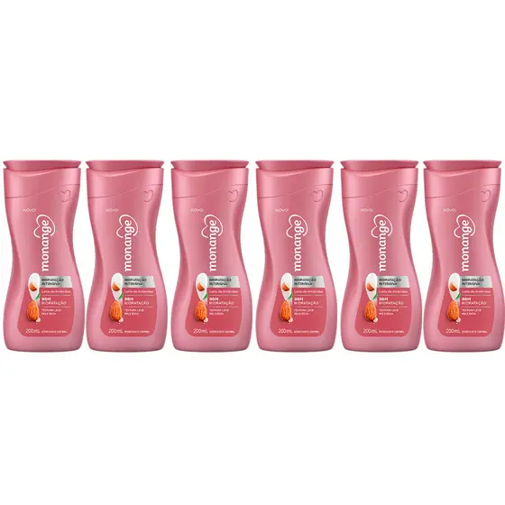 Kit Creme Hidratante Corporal Monange Leite De Amêndoas 200ml  - 6 Unidades