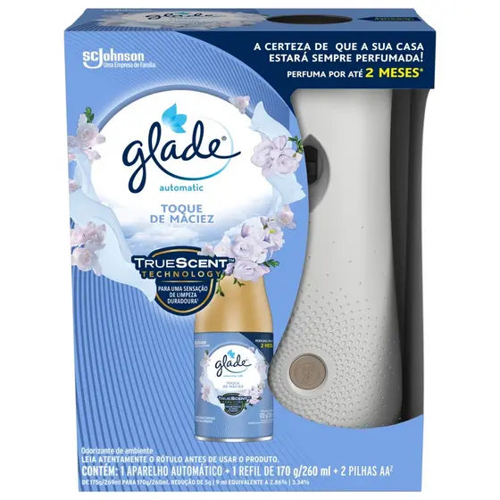 Desodorizador Glade Automatic Spray Aparelho + Refil Toque de Maciez 260ml
