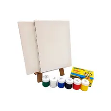 Kit Pintura Infantil Mini Cavalete Tintas Telas Pincel Brinquedo educativo