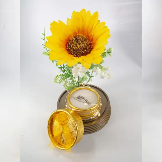 Luminária Porta Alianças Luxo Casamento Noivos Anel Festa 15 Anos Debutante Namoro Cúpula Redoma O Girassol Encantado