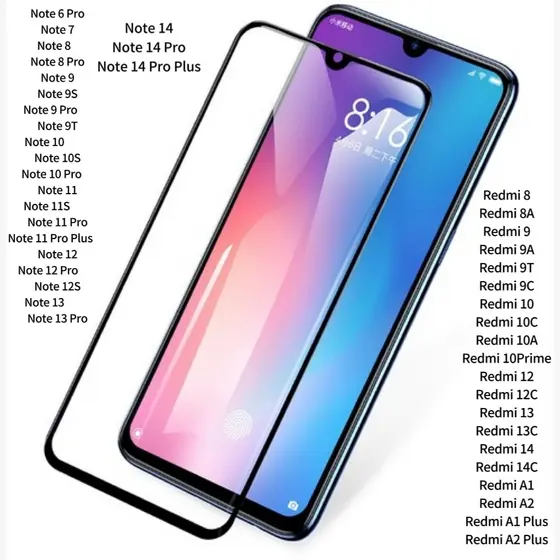 Película Vidro Temperado 3D Espessura Para Redmi Note 6 8 9 10 11 12 13 14 10A 10C 12C 13C 14C 15 15C A1 A2 A3 A5