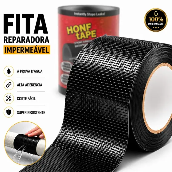 Super Fita Adesiva Reparos HonfTape Cola Tudo Impermeável 150x10cm