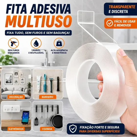 1 / 2 Pcs Fita Dupla Face Extra Forte Transparente Silicone Mágica Adesiva Cola na Parede Móvel Porta