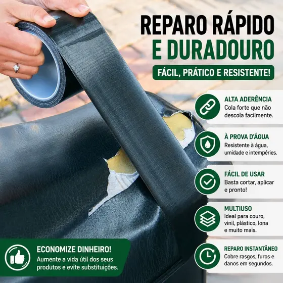 Kit De Reparo De Couro Fita Adesiva Preta Para Móveis , Sofás , Assentos De Carros