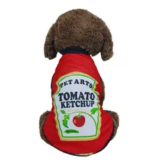 Roupa Pet Ketchup Modelo Regata Básica fantasia divertida cachorro roupinhas pets