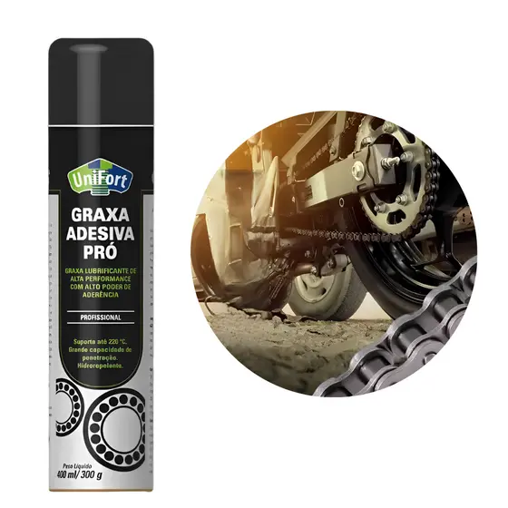 Graxa Adesiva Profissional Spray Alta Âderencia Uso industrial Maquina Correntes 400ml 300g