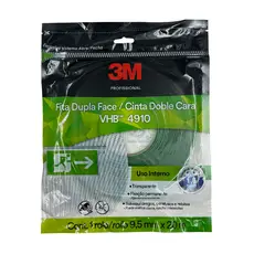 Fita Dupla Face Vhb 4910 Fixação Segura Transparente Invisivel 9,5mm X 20m x 1mm Extra Forte Marca 3M
