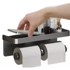 KIT 2 Porta Papel Higiênico Com Prateleira Suporte Para Celular ou Acessórios CH241