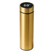 Garrafa Térmica com LED e Termômetro (500ml) - Dourado