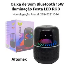 Caixa de Som Bluetooth 15W Iluminação Festa LED RGB