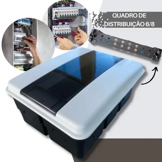 Quadro elétrico de Distribuição 6/8 Disjuntores - Porta Fumê