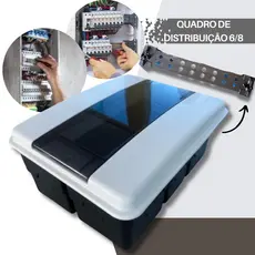 Quadro elétrico de Distribuição 6/8 Disjuntores - Porta Fumê