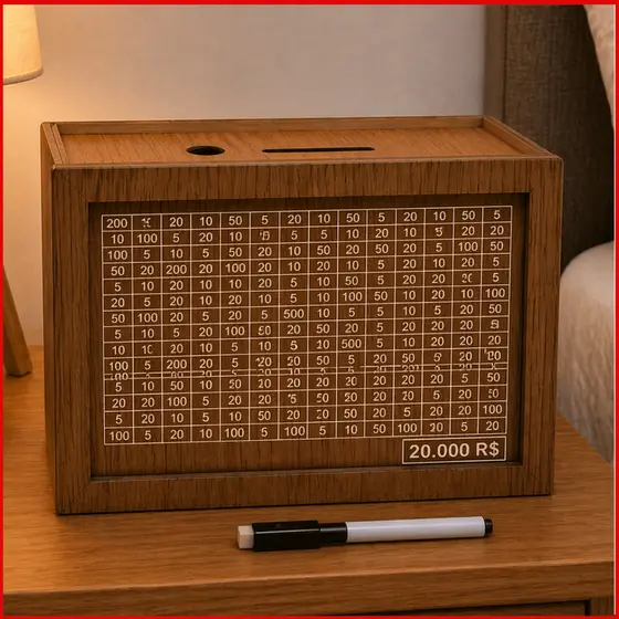 Cofre Desafio Japones Wodbox 20mil 15mil 10mil 5mil Cofre Com Marcador Cofrinho Pra Economizar Decorativo Mdf Inteligent