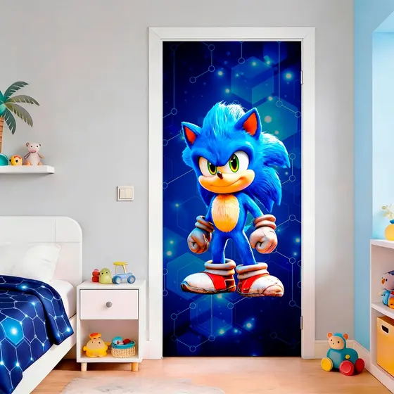 Capa De Porta Decoração Ouriço Sonic