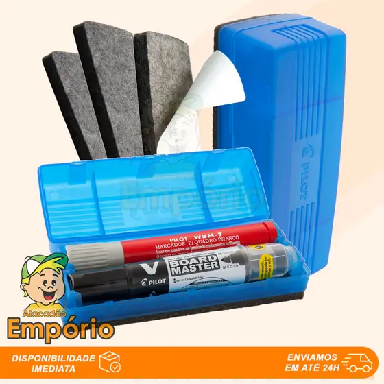 Apagador Para Quadro Branco Com Estojo FlipTop 150N ou Refil Com 3 Unidades Pilot