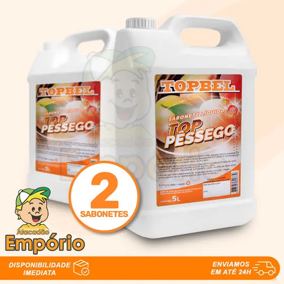 KIT PROMO 02 Sabonetes Líquidos Pêssego Topbel 5 Litros