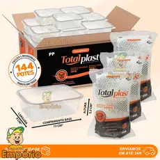 Potes 500ml Retangulares Descartáveis Com Tampa Para Freezer e Microondas Totalplast