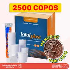 2500 Copos Descartáveis PS 200ml para Festas, Eventos, Igreja Totalplast Água, Refrigerante Caixa Fechada