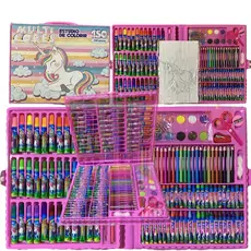 Estojo 150 Peças Escolar Maleta Para Desenho Pintura Infantil Completa de Az