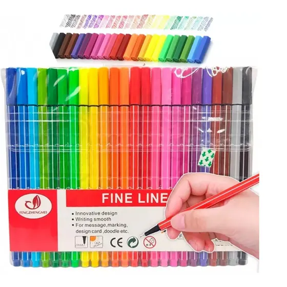 Kit Estojo 24 Canetas Ponta Fina Coloridas 0.4mm Texto Desenho Ponta Fina