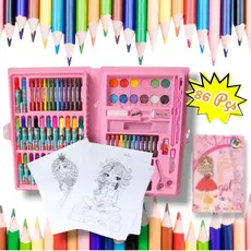 Maleta Estojo De Pintura Infantil Estojo 86 Peças Para Colorir Voltas Aulas Canetinhas Lápis Tinta Promoção