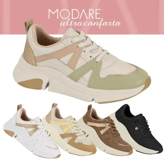 Tenis Feminino Modare Original Confort Chunky Ultra Leve Com Palmilha Soft