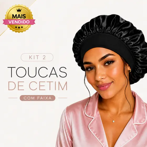 2 Toucas de Cetim com Faixa – Proteção Noturna para todos os tipos de Cabelos