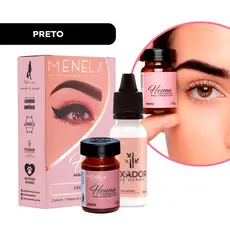 Henna Menela Profissional para Designer de Sobrancelhas Cor Preto 2,5g - Com Fixador e Nanotecnologia