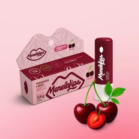 Balm Hidratante Labial De Cereja Menelalips Profissional Hydra Gloss Nano Lips
