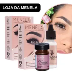 Kit com 2 Combo Henna Menela Profissional Designer Sobrancelhas 2,5g + Fixador e Nanotecnologia