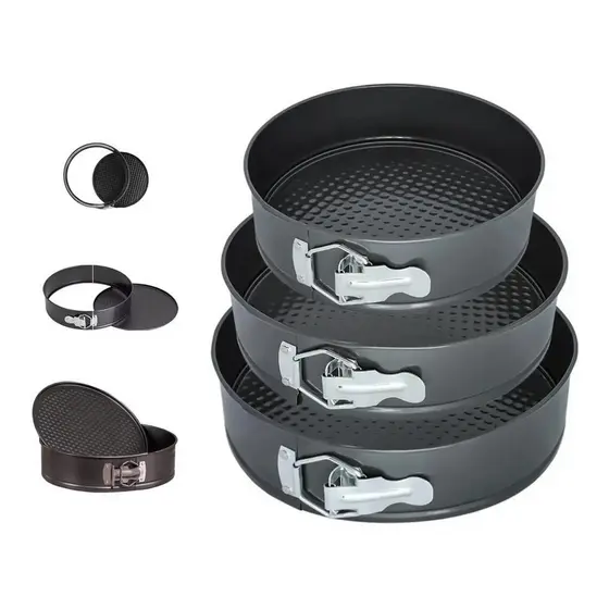 Kit 3 Formas Para Bolo Torta Cozinha Com Fundo Removível Antiaderente